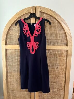 Lilly Pulitzer Navy Mini Dress with Pink Trim